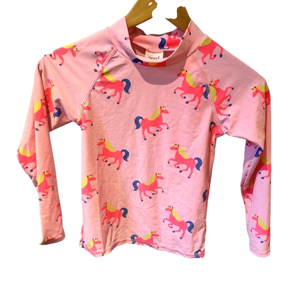 Seed Heritage Pink Unicorn Long Sleeve Rash Guard Size 8 Sun Protection Beach - Picture 1 of 5